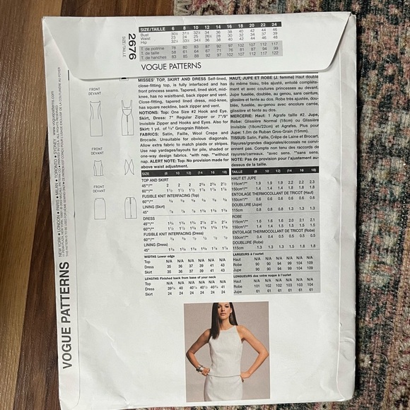 Vogue NY VTG Y2K Top Skirt & Dress, Sizes 8-10-12, Pattern 2676, Uncut - Picture 3 of 5